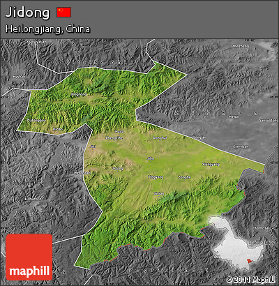 Satellite Map of Jidong, desaturated