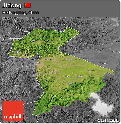 Satellite Map of Jidong, desaturated