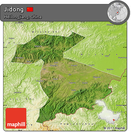 Satellite Map of Jidong, physical outside