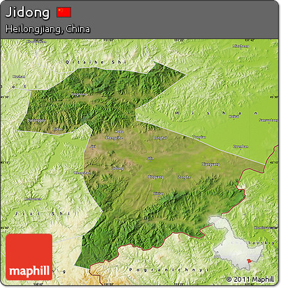 Satellite Map of Jidong, physical outside