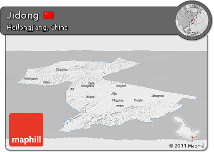 Gray Panoramic Map of Jidong, single color outside