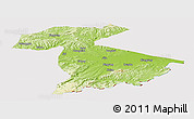 Physical Panoramic Map of Jidong, cropped outside