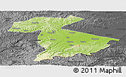 Physical Panoramic Map of Jidong, darken, desaturated