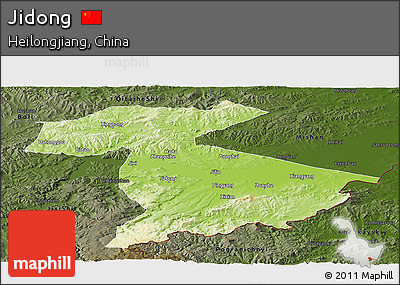 Physical Panoramic Map of Jidong, darken