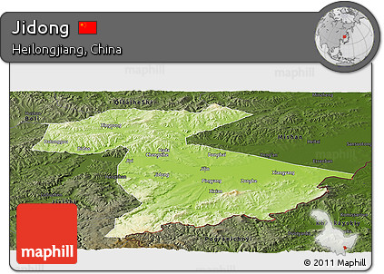 Physical Panoramic Map of Jidong, darken
