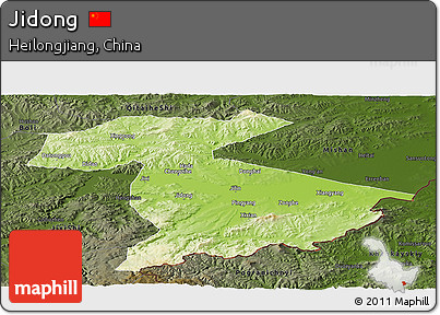 Physical Panoramic Map of Jidong, darken