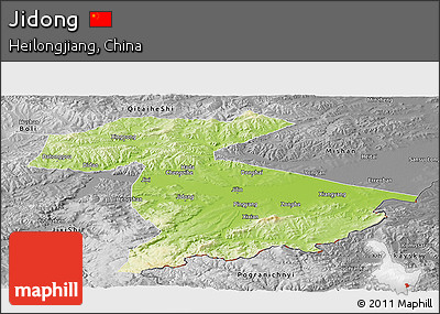 Physical Panoramic Map of Jidong, desaturated