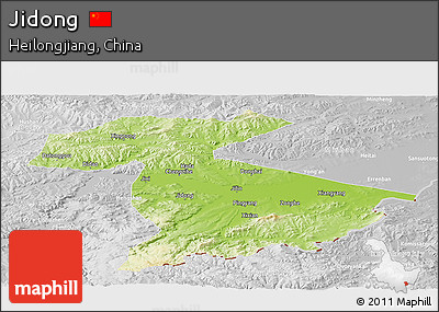 Physical Panoramic Map of Jidong, lighten, desaturated