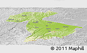 Physical Panoramic Map of Jidong, lighten, desaturated