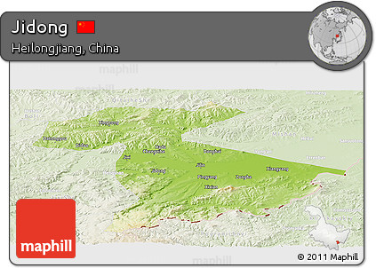 Physical Panoramic Map of Jidong, lighten