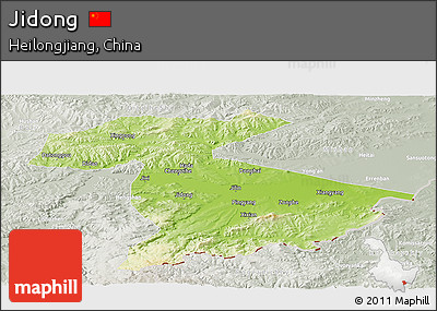 Physical Panoramic Map of Jidong, lighten, semi-desaturated