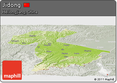 Physical Panoramic Map of Jidong, lighten, semi-desaturated