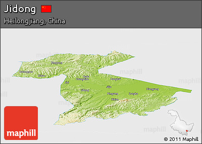 Physical Panoramic Map of Jidong, single color outside