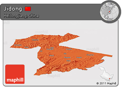 Political Panoramic Map of Jidong, cropped outside