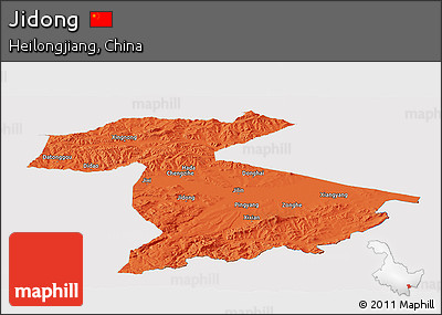 Political Panoramic Map of Jidong, cropped outside
