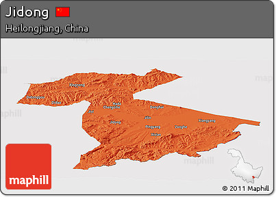 Political Panoramic Map of Jidong, cropped outside