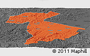 Political Panoramic Map of Jidong, darken, desaturated
