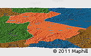 Political Panoramic Map of Jidong, darken