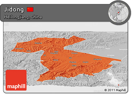 Political Panoramic Map of Jidong, lighten, desaturated