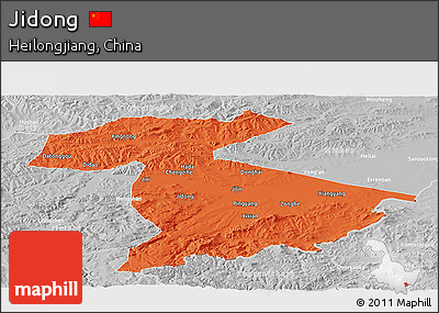 Political Panoramic Map of Jidong, lighten, desaturated