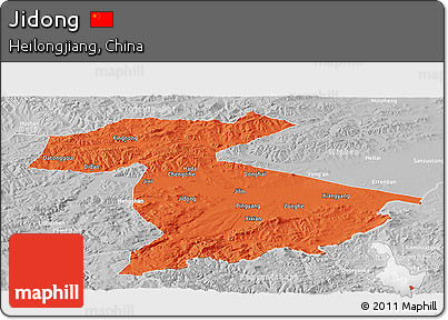 Political Panoramic Map of Jidong, lighten, desaturated
