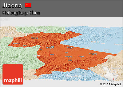 Political Panoramic Map of Jidong, lighten