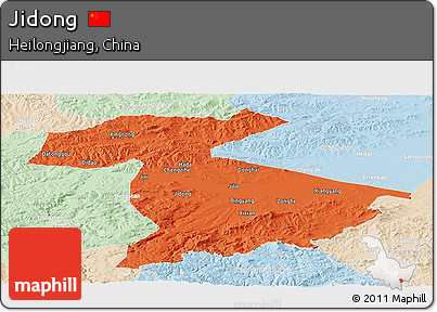 Political Panoramic Map of Jidong, lighten