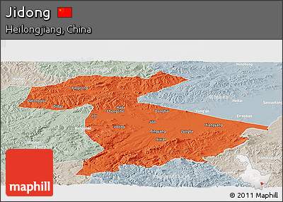 Political Panoramic Map of Jidong, lighten, semi-desaturated
