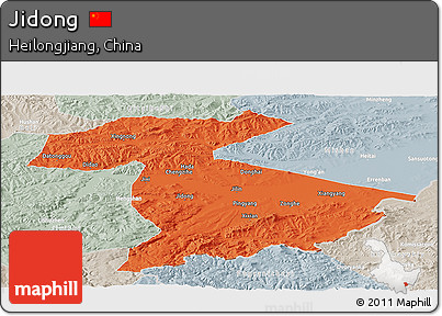 Political Panoramic Map of Jidong, lighten, semi-desaturated