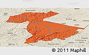 Political Panoramic Map of Jidong, shaded relief outside