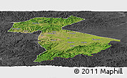 Satellite Panoramic Map of Jidong, darken, desaturated