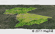 Satellite Panoramic Map of Jidong, darken, semi-desaturated
