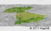 Satellite Panoramic Map of Jidong, lighten, desaturated