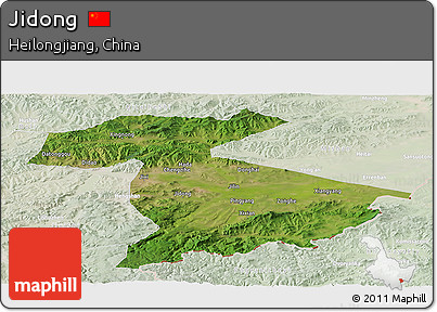 Satellite Panoramic Map of Jidong, lighten