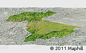 Satellite Panoramic Map of Jidong, lighten, semi-desaturated