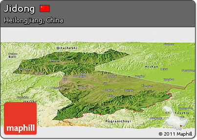Satellite Panoramic Map of Jidong, physical outside