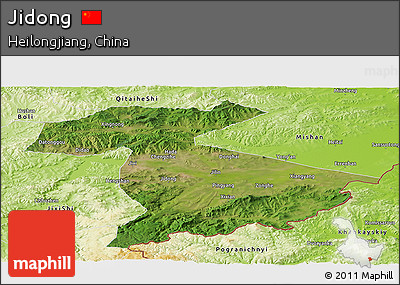 Satellite Panoramic Map of Jidong, physical outside