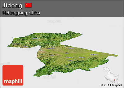 Satellite Panoramic Map of Jidong, single color outside