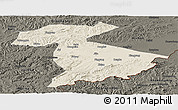 Shaded Relief Panoramic Map of Jidong, darken