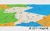 Shaded Relief Panoramic Map of Jidong, political outside
