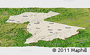 Shaded Relief Panoramic Map of Jidong, satellite outside