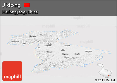 Silver Style Panoramic Map of Jidong, single color outside