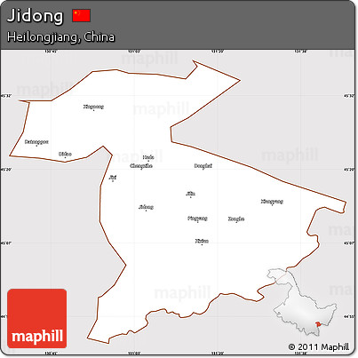 Classic Style Simple Map of Jidong, cropped outside