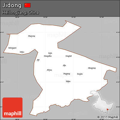 Gray Simple Map of Jidong, cropped outside