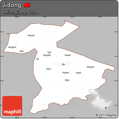 Gray Simple Map of Jidong, cropped outside