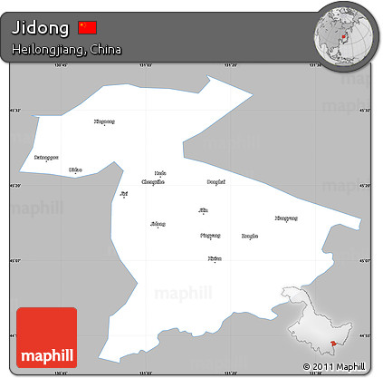 Gray Simple Map of Jidong, single color outside