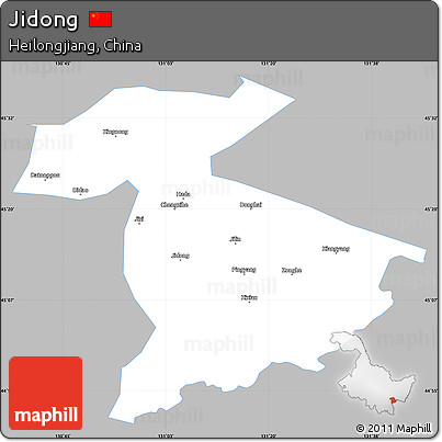 Gray Simple Map of Jidong, single color outside