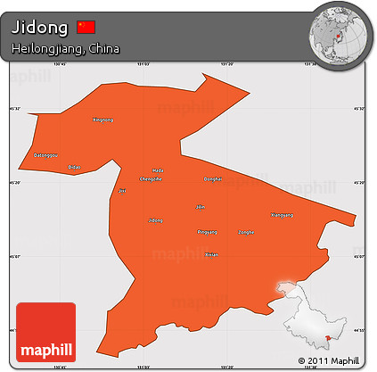 Political Simple Map of Jidong, cropped outside