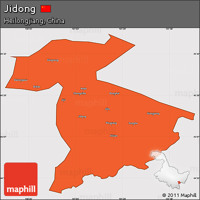 Political Simple Map of Jidong, cropped outside