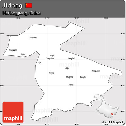 Silver Style Simple Map of Jidong, cropped outside